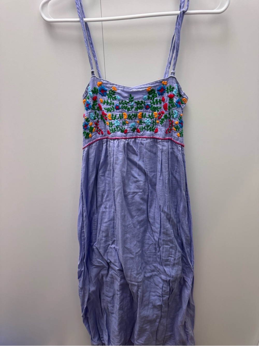 Mi Golondrina inspired Lilac Maxi Dress with Multicolor Floral Embroidery